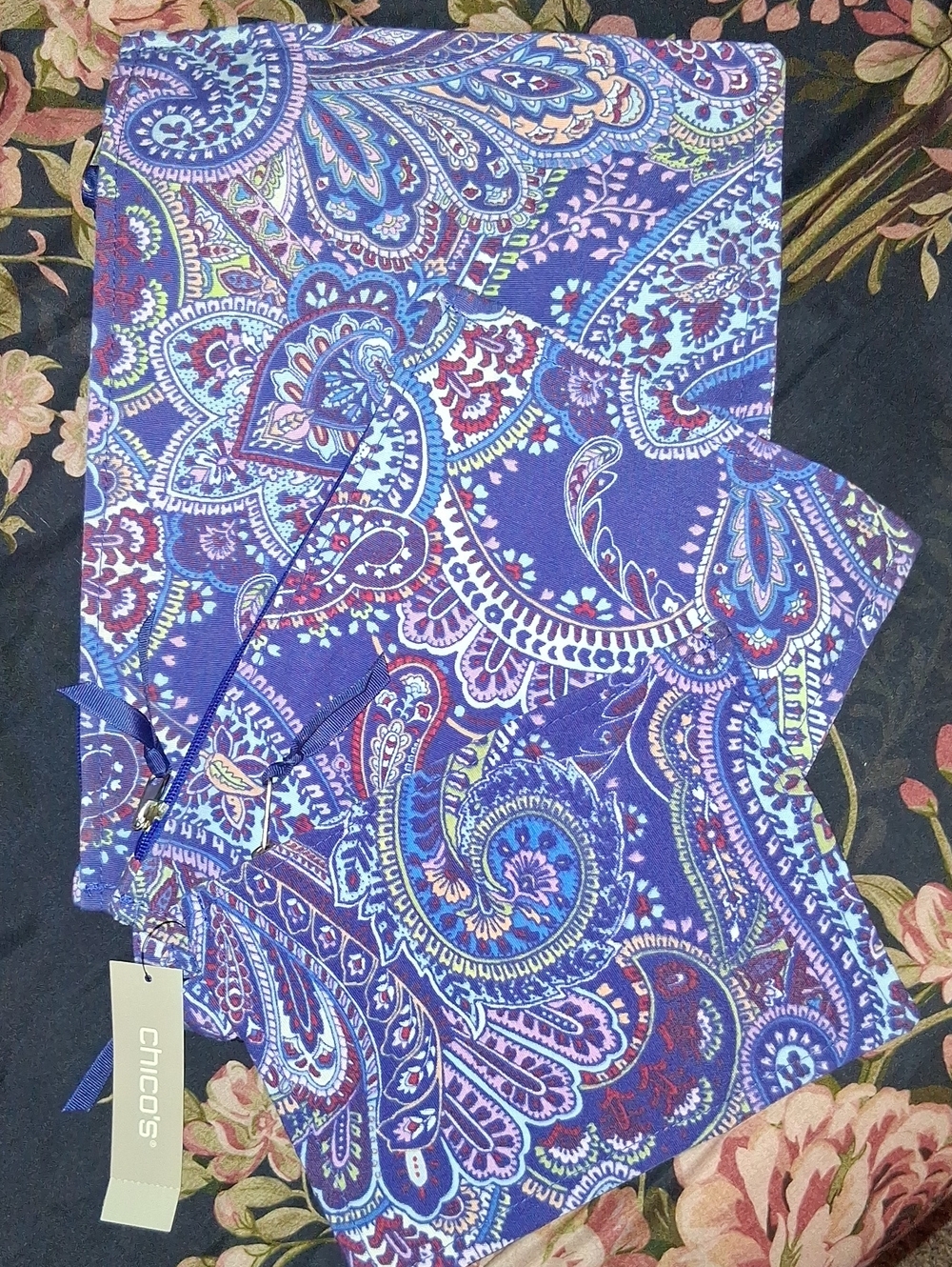 Chico's Purple Paisley Cosmetic Pouch Set
